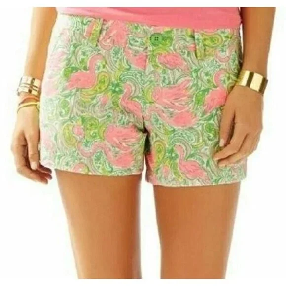 Lilly Pulitzer Women's Pink Flamingo Hot Wings The Walsh Short Size 0 2624 - Picture 3 of 12